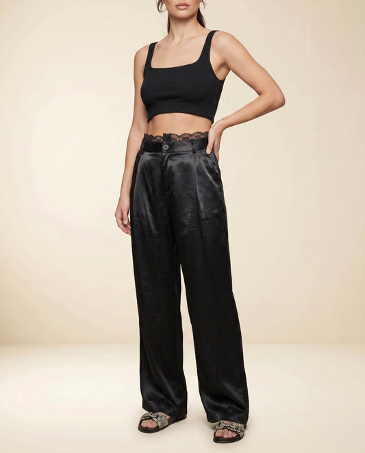 Pantaloni Satin Elegance Black